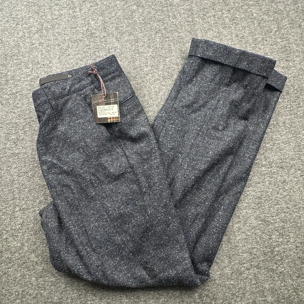 Corbin Pants Black Color Speckled Silk Wool Cuffed Men's Sz 34x32 Dress